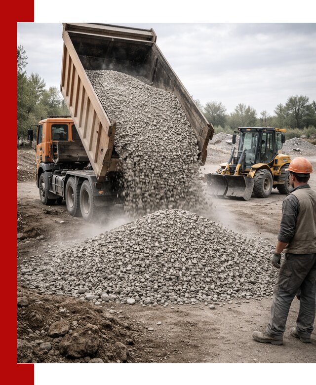 Доставка щебня в Куйбышеве крупными и мелкими фракциями