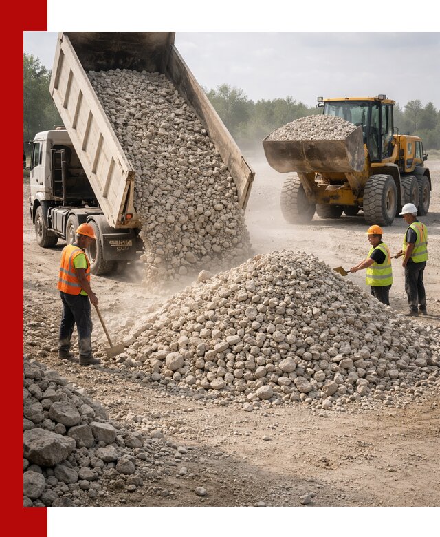Доставка известнякового щебня фр. 40-70 в Куйбышеве