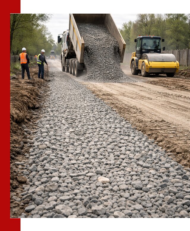Доставка щебня для отсыпки дорог в Куйбышеве высокого качества