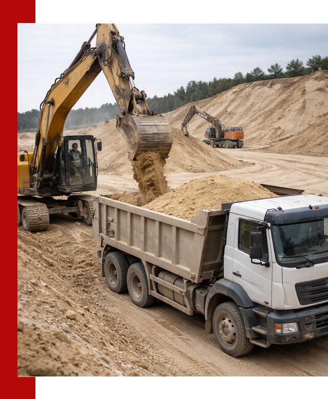 Доставка карьерного песка с самосвалами и разгрузкой в Куйбышеве