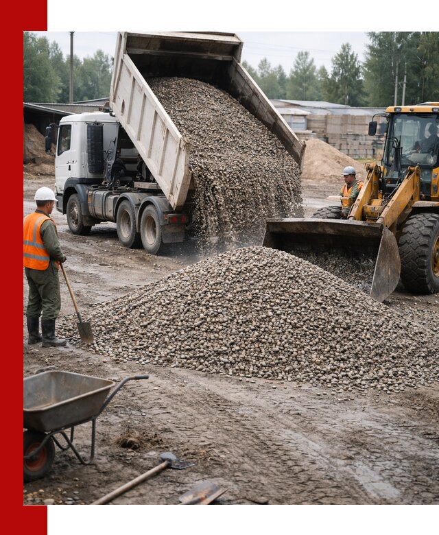 Мытый гравий с доставкой в Куйбышеве от карьера до участка