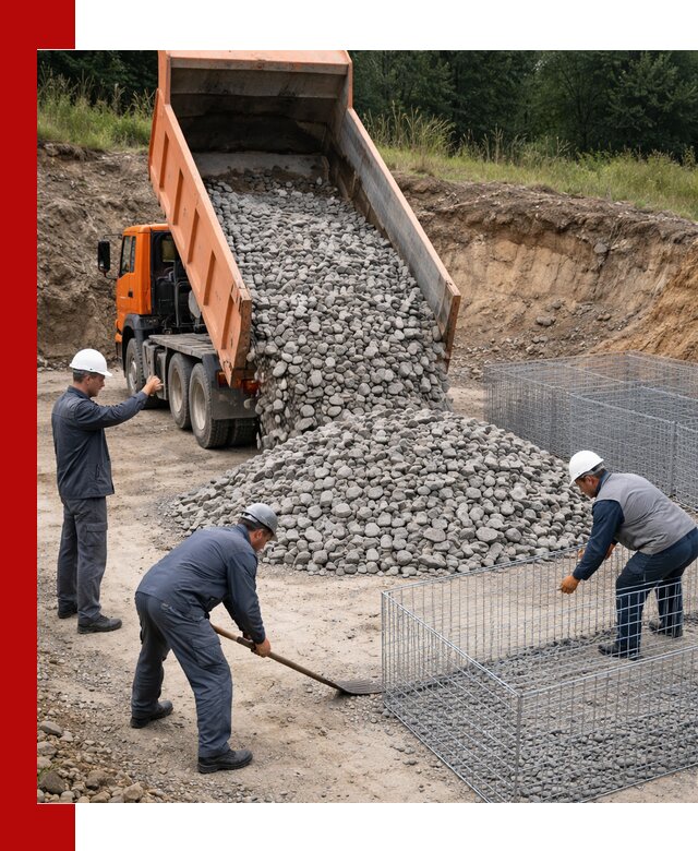 Камень для габионов с доставкой в Куйбышеве быстро и надёжно