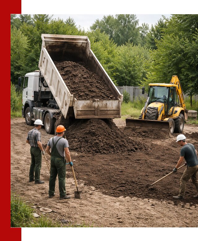 Доставка и укладка грунта для выравнивания участка в Куйбышеве