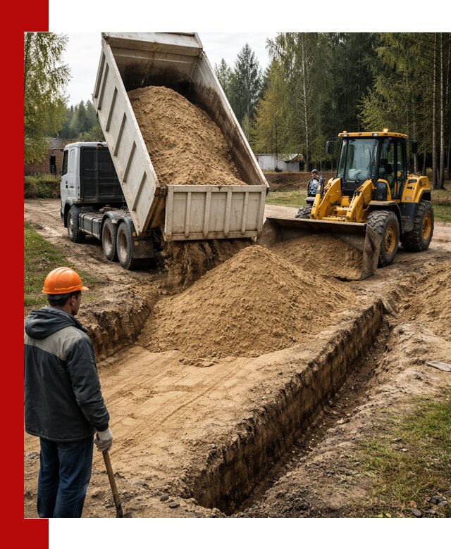 Доставка песчаного грунта в Куйбышеве для строительных работ