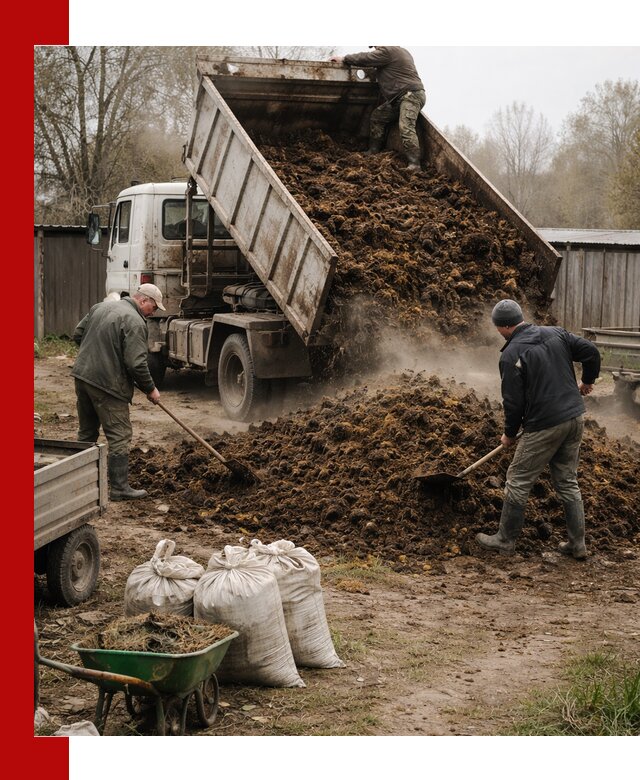 Доставка коровьего навоза самосвалом в Куйбышеве
