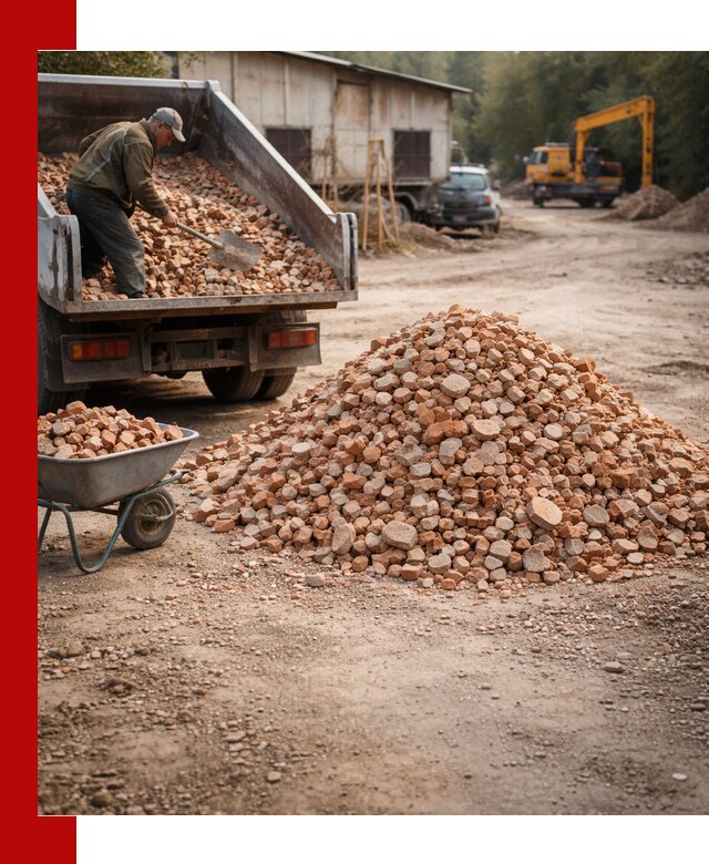 Доставка и подушка из боя кирпича с разгрузкой в Куйбышеве