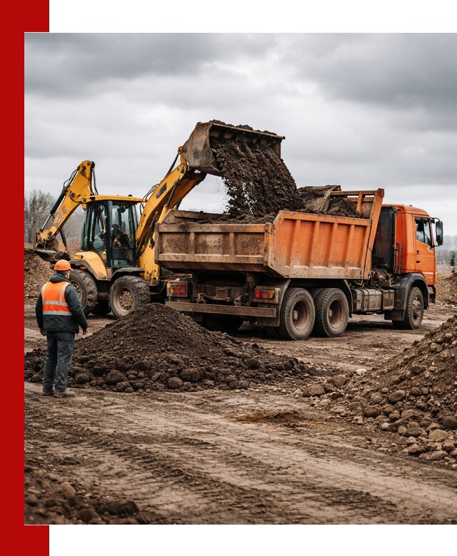 Вывоз грунта и строительного мусора в Куйбышеве грузовыми самосвалами