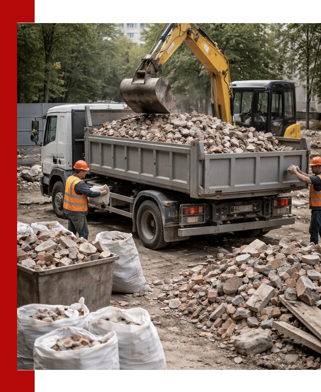 Вывоз строительного мусора в Куйбышеве с самосвалами и контейнерами