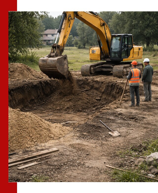Рытье котлована под фундамент в Куйбышеве (быстро и недорого)